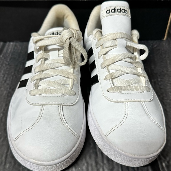 Adidas Kid's Unisex VL Court 2.0 Shoes White Black Size 3 - Picture 3 of 10
